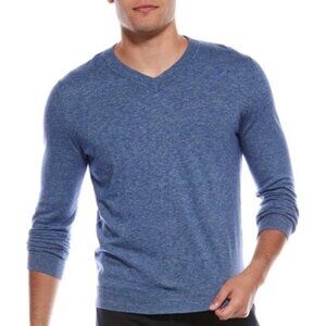 J. McLaughlin Men's Blue Cashmere Cotton Modal V Neck Sweater Size L $178